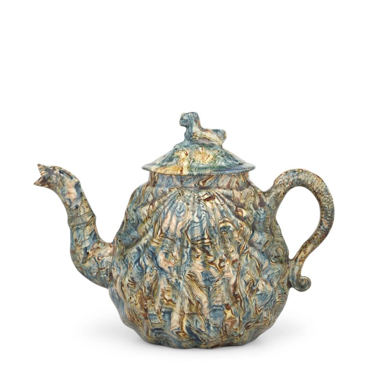 A Staffordshire solid agate teapot and cover, circa 1750