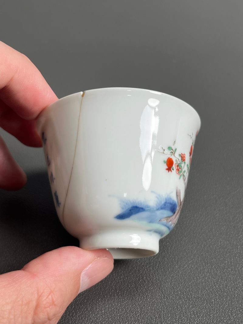 清雍正  五彩五月石榴花神杯 - 图12