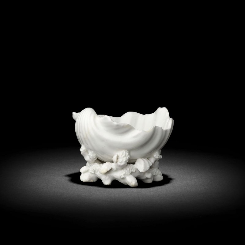 A Chelsea white shell salt, circa 1745-49
