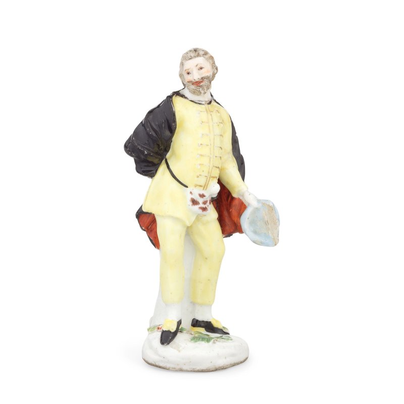 A rare Chelsea Commedia dell'Arte figure of Scapin, circa 1752