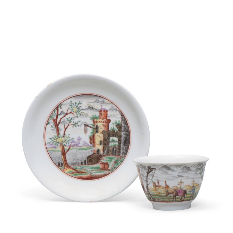 A Meissen Hausmaler teabowl and saucer, circa 1720-25, possibly decorated in Vienna, circa 1725-35 - 图3