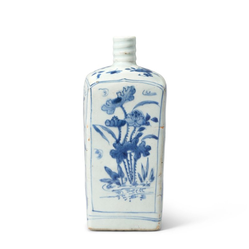 明晚期 青花花卉紋瓶 | A BLUE AND WHITE SQUARE GIN BOTTLE - 图4