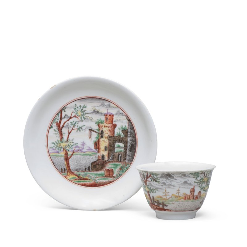 A Meissen Hausmaler teabowl and saucer, circa 1720-25, possibly decorated in Vienna, circa 1725-35 - 图4