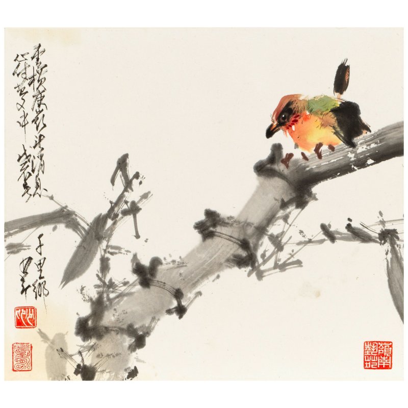 趙少昂（1905-1998）竹鳥圖 設色紙本 鏡框 一九八八年作 | ZHAO SHAO'ANG (1905-1998)