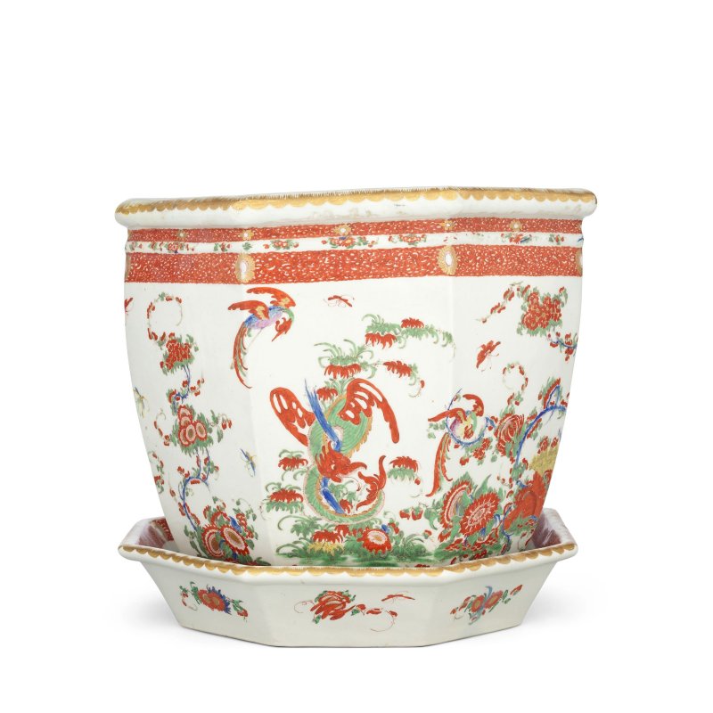 A very rare Worcester jardinière and stand, circa 1765-68