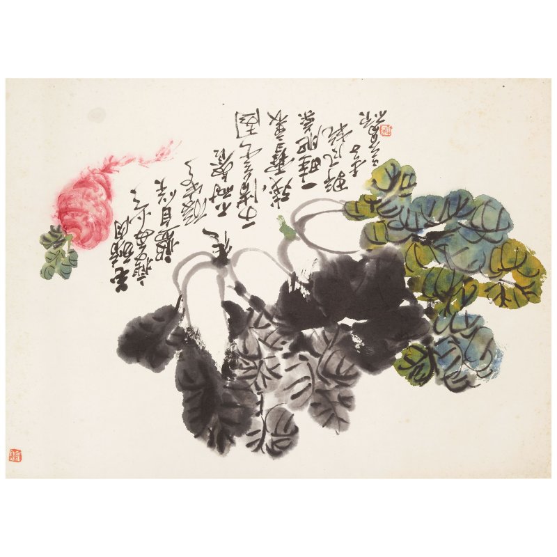 吳昌碩（1844-1927）菜詠圖 設色紙本 冊頁 一九一二年作 | WU CHANGSHUO (1844-1927)