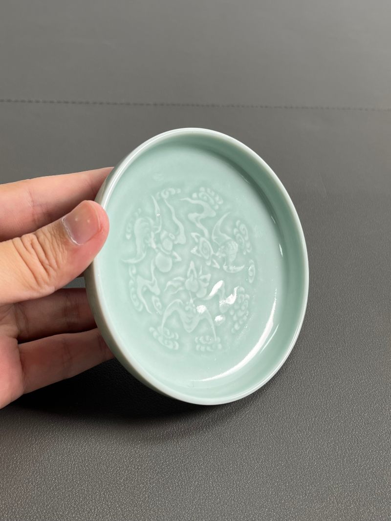 清晚期  粉青釉模印福禄镗锣洗 - 图6