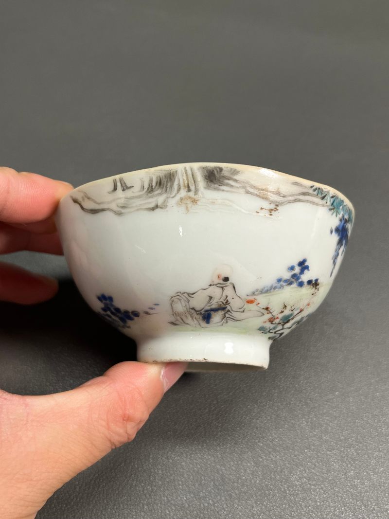 清晚期  浅绛彩王少维作茶圆 - 图4
