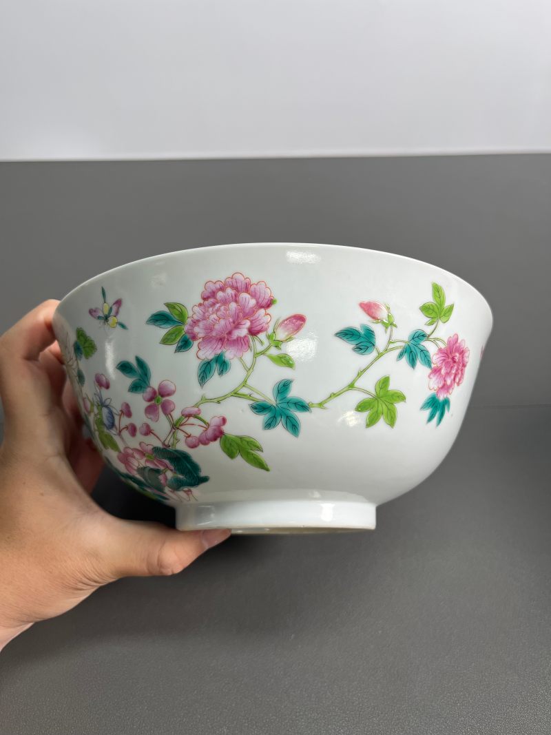 清光绪  粉彩花蝶纹大碗 - 图4