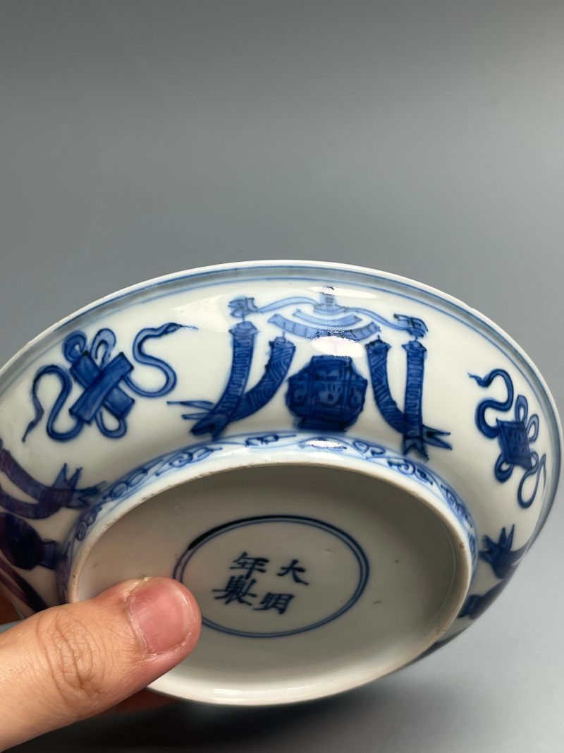 明万历  青花“胡人献宝”图盘 - 图7