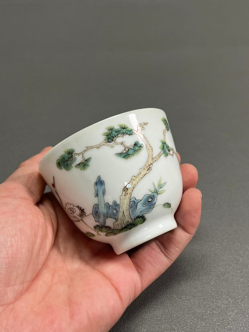 清道光  粉彩鹤鹿同春图杯 - 图10