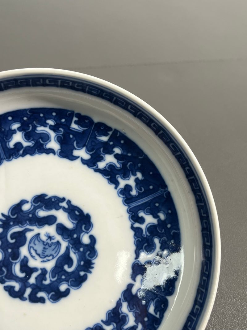 清乾隆  青花福寿夔龙纹镗锣洗（一对） - 图6