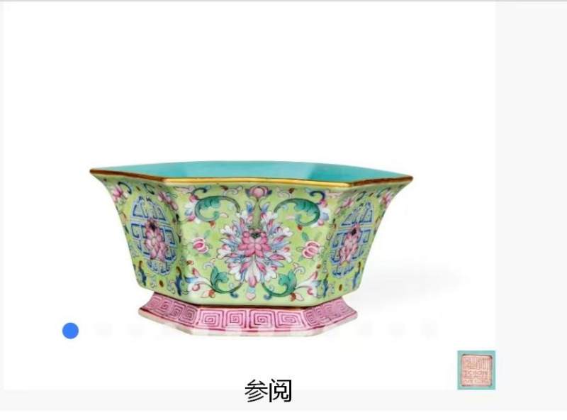 清道光  粉彩花卉纹六方花盆 - 图2