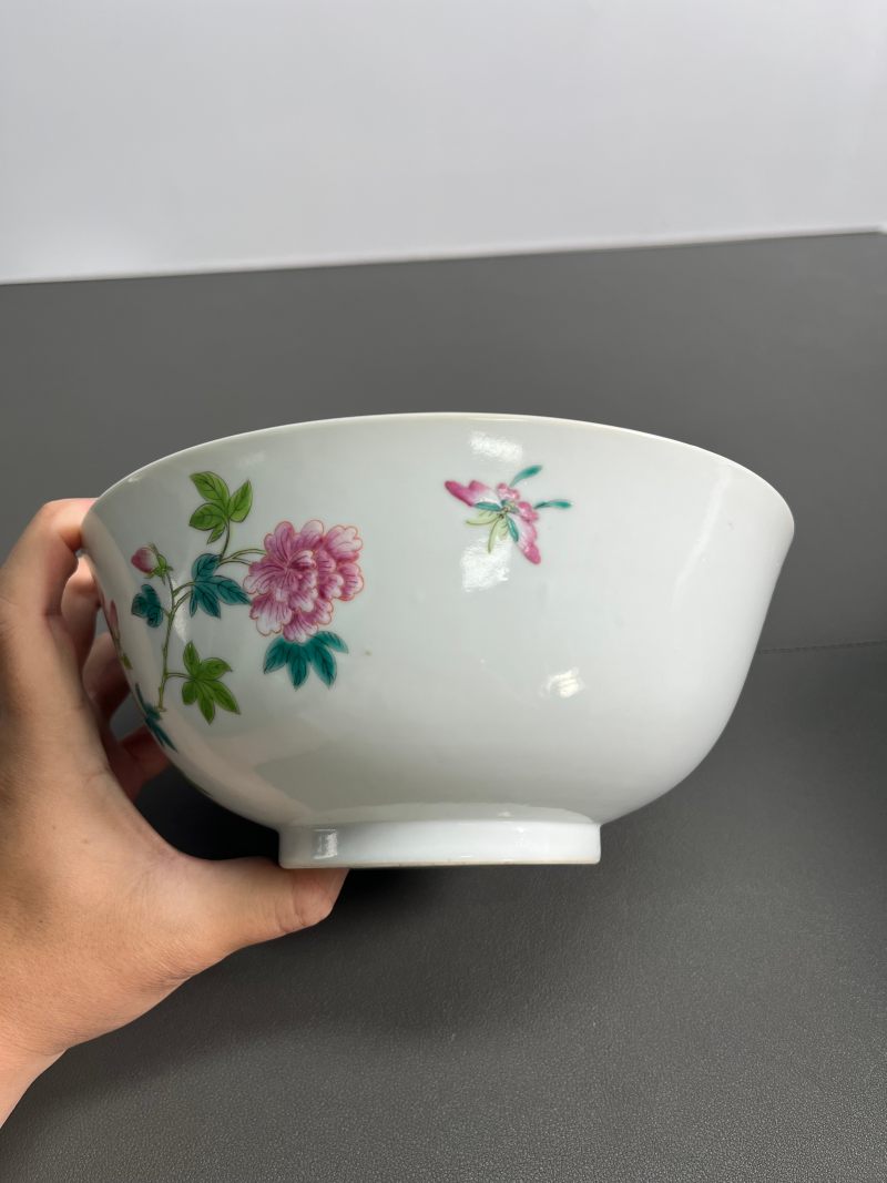 清光绪  粉彩花蝶纹大碗 - 图5