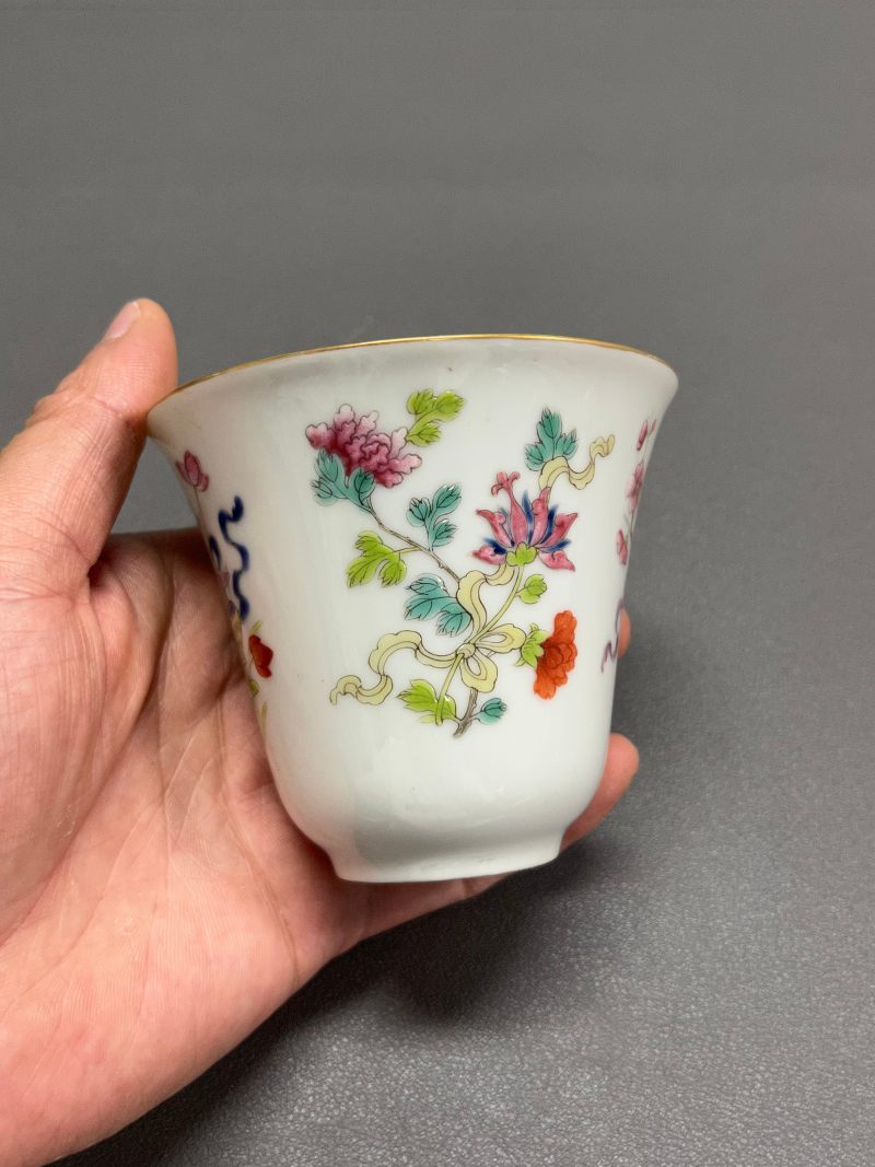 清道光  粉彩花卉八吉祥纹盖杯 - 图29