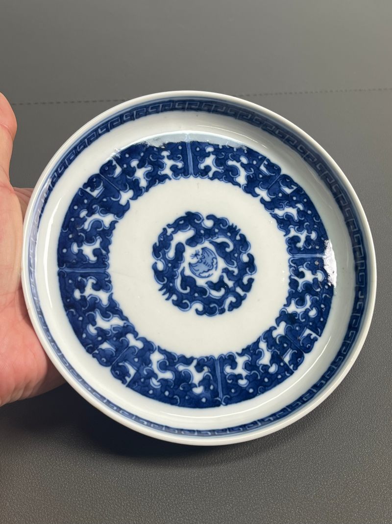清乾隆  青花福寿夔龙纹镗锣洗（一对） - 图7
