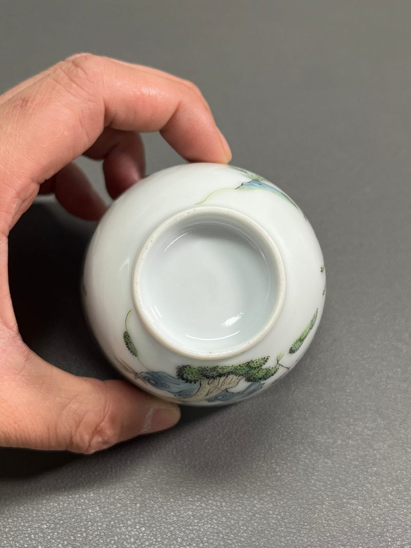 清道光  粉彩鹤鹿同春图杯 - 图12