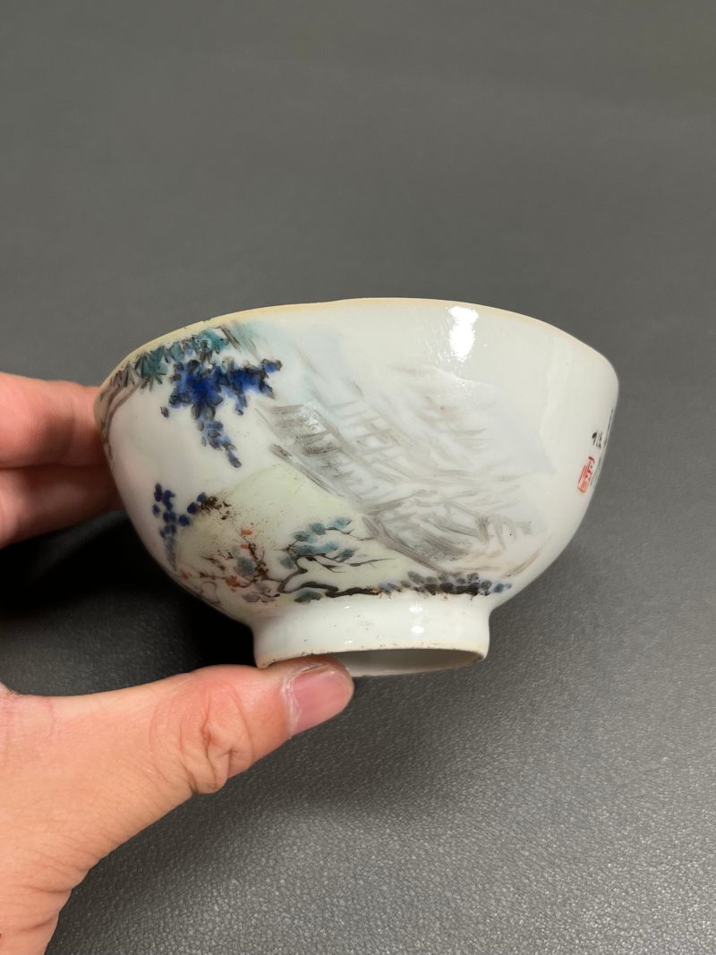 清晚期  浅绛彩王少维作茶圆 - 图6