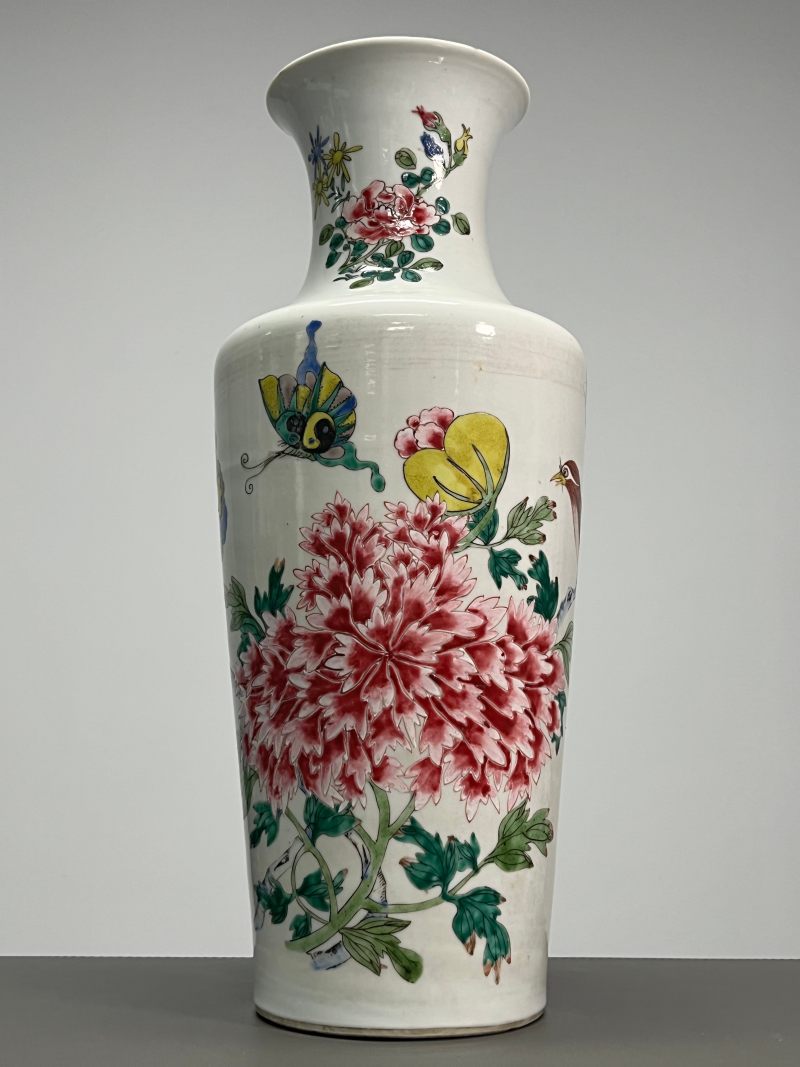 清雍正 粉彩花鸟图棒槌瓶 - 图4