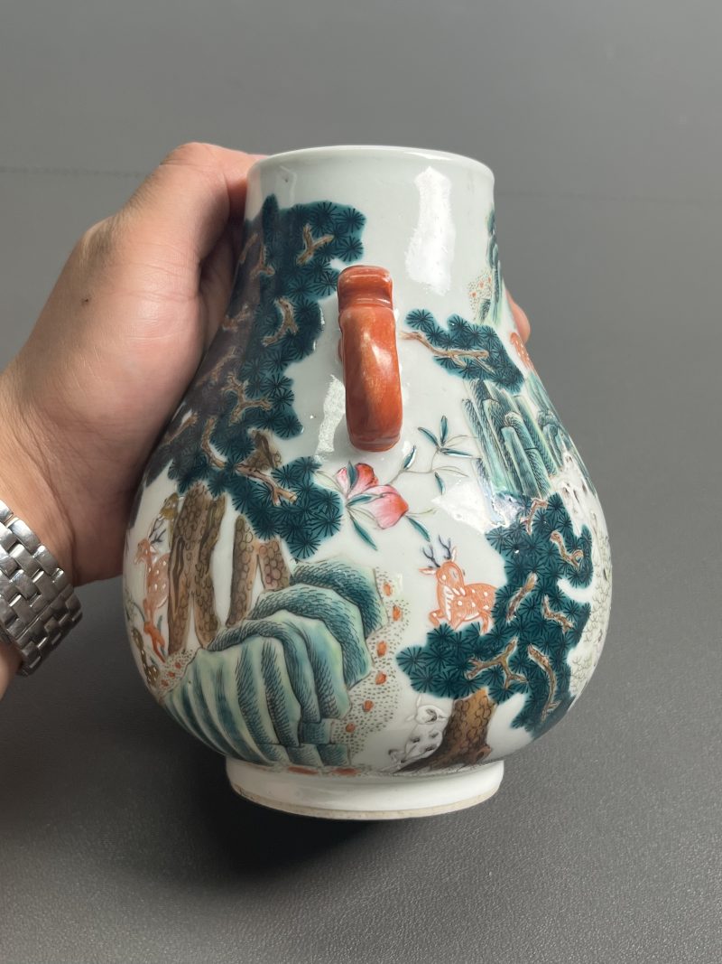 清晚期  粉彩松鹿图鹿头尊 - 图7
