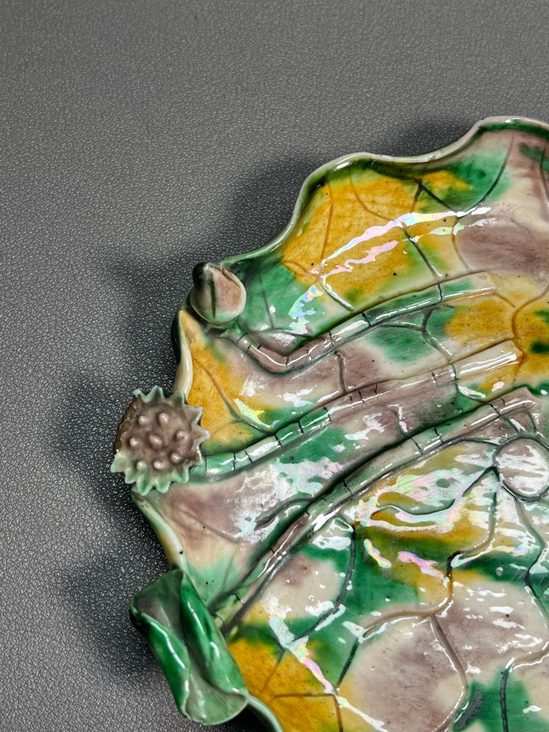 清康熙  虎皮三彩荷叶洗 - 图9