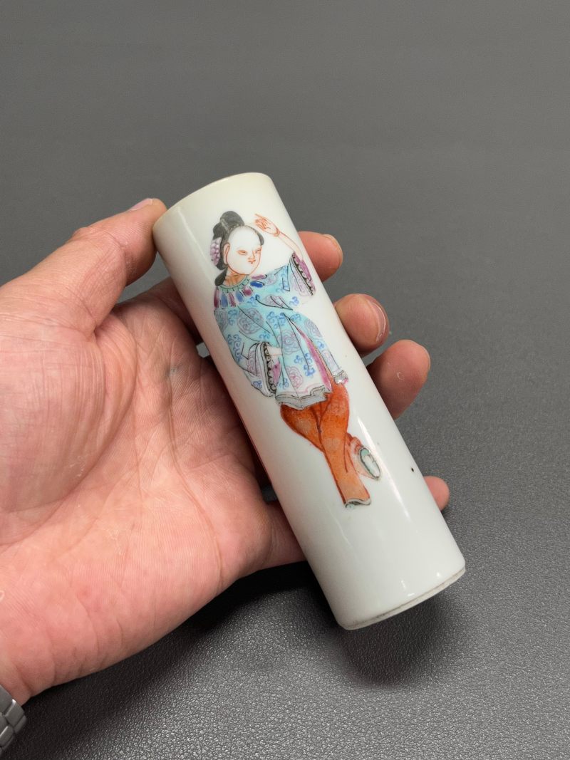 清道光  粉彩仕女图香筒 - 图7