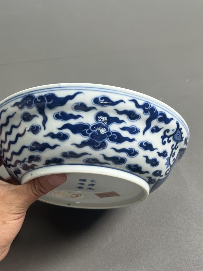 清光绪 青花对头凤纹盖碗 - 图8