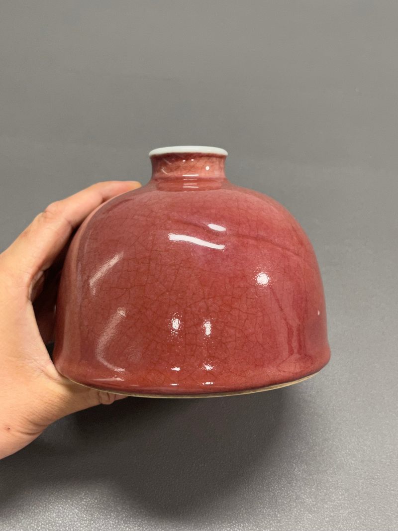 清早期  郎窑红釉太白尊（带木座） - 图5