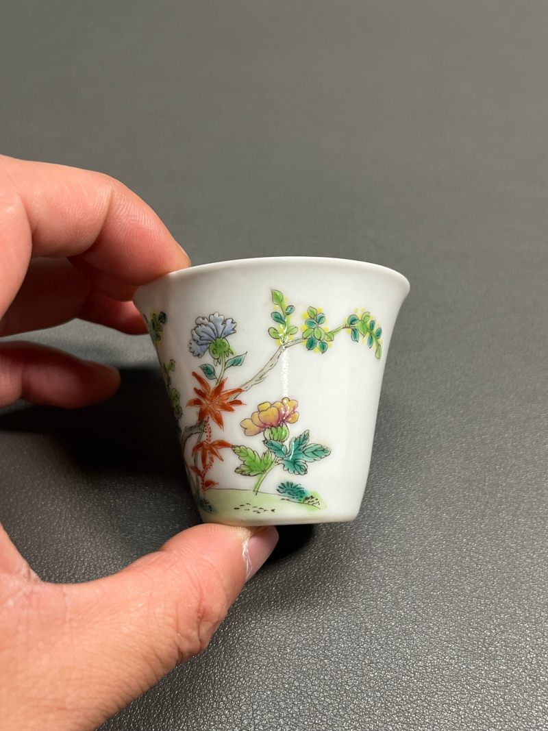 清道光  粉彩花卉纹杯（一对） - 图7