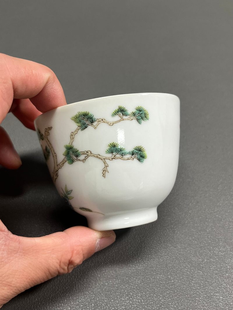 清道光  粉彩鹤鹿同春图杯 - 图7