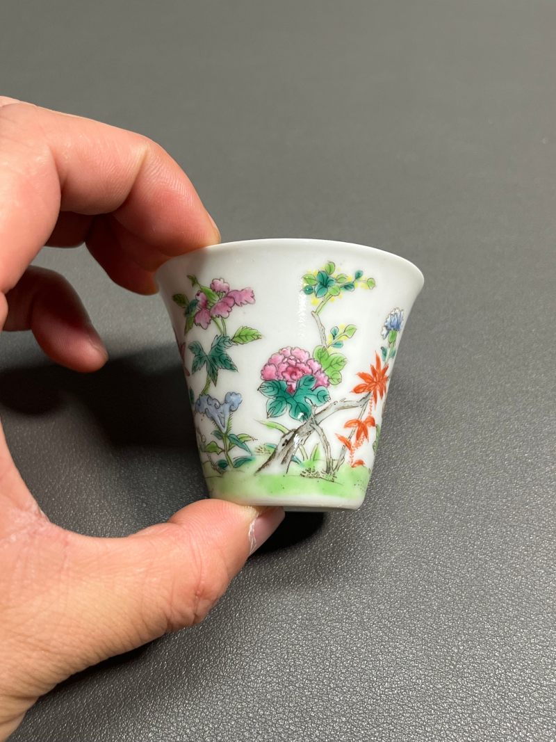 清道光  粉彩花卉纹杯（一对） - 图13