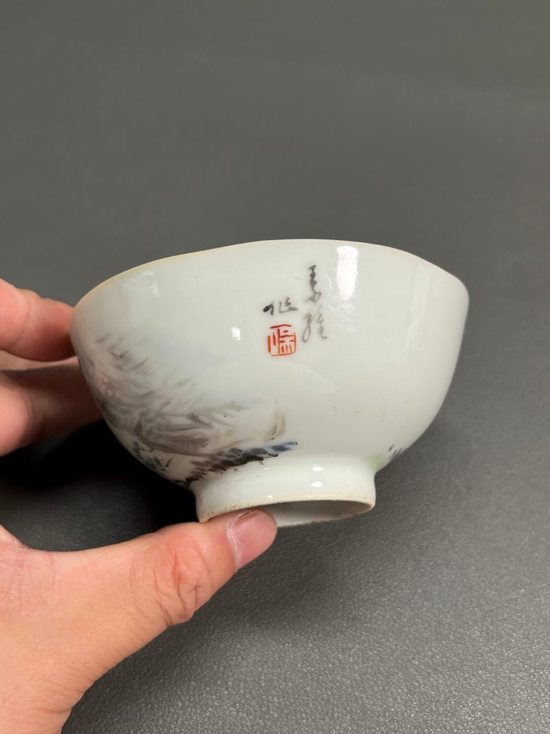 清晚期  浅绛彩王少维作茶圆 - 图7