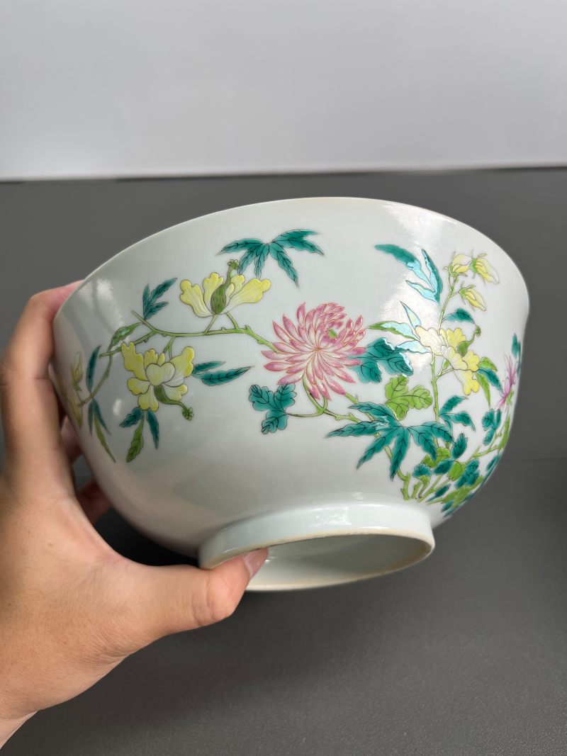 清光绪  粉彩花蝶纹大碗 - 图7