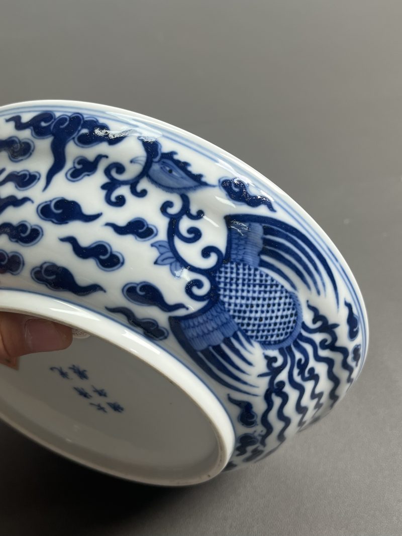 清光绪 青花对头凤纹盖碗 - 图9