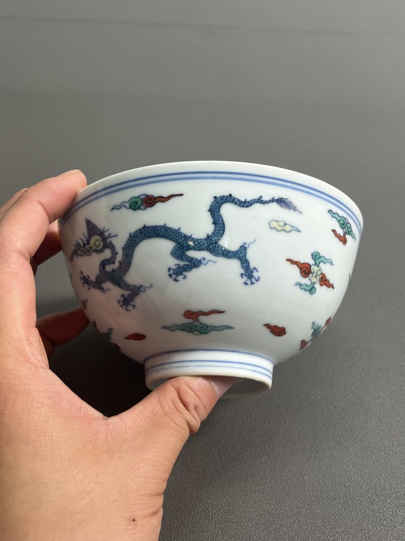 清雍正 斗彩龙纹茶圆 - 图5