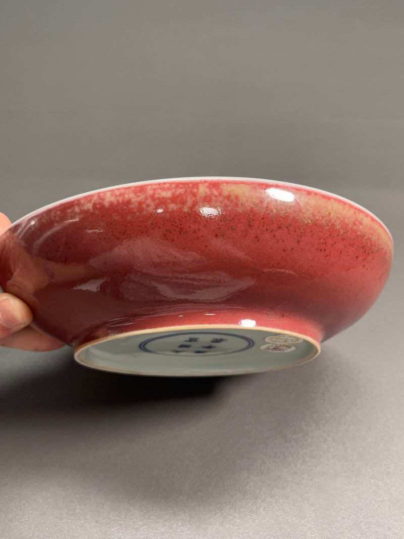 清康熙  豇豆红釉盘 - 图10