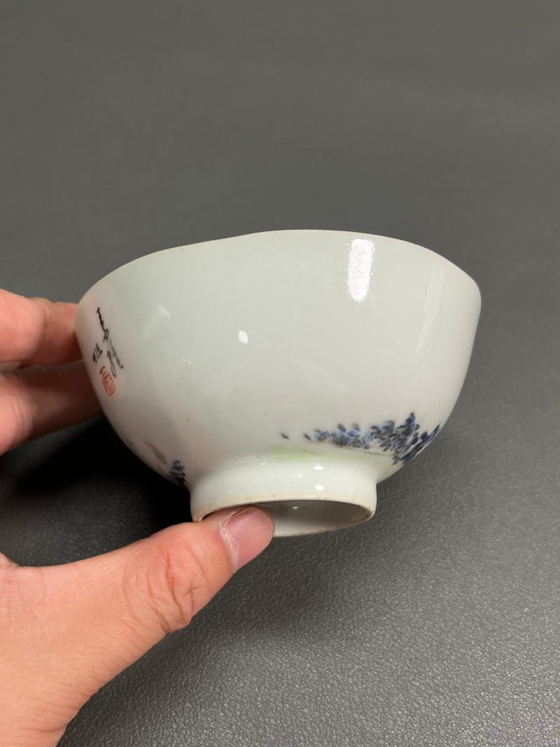 清晚期  浅绛彩王少维作茶圆 - 图8