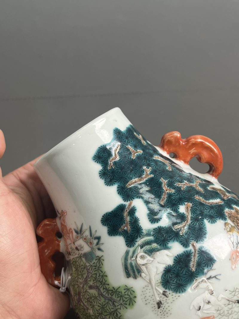 清晚期  粉彩松鹿图鹿头尊 - 图9