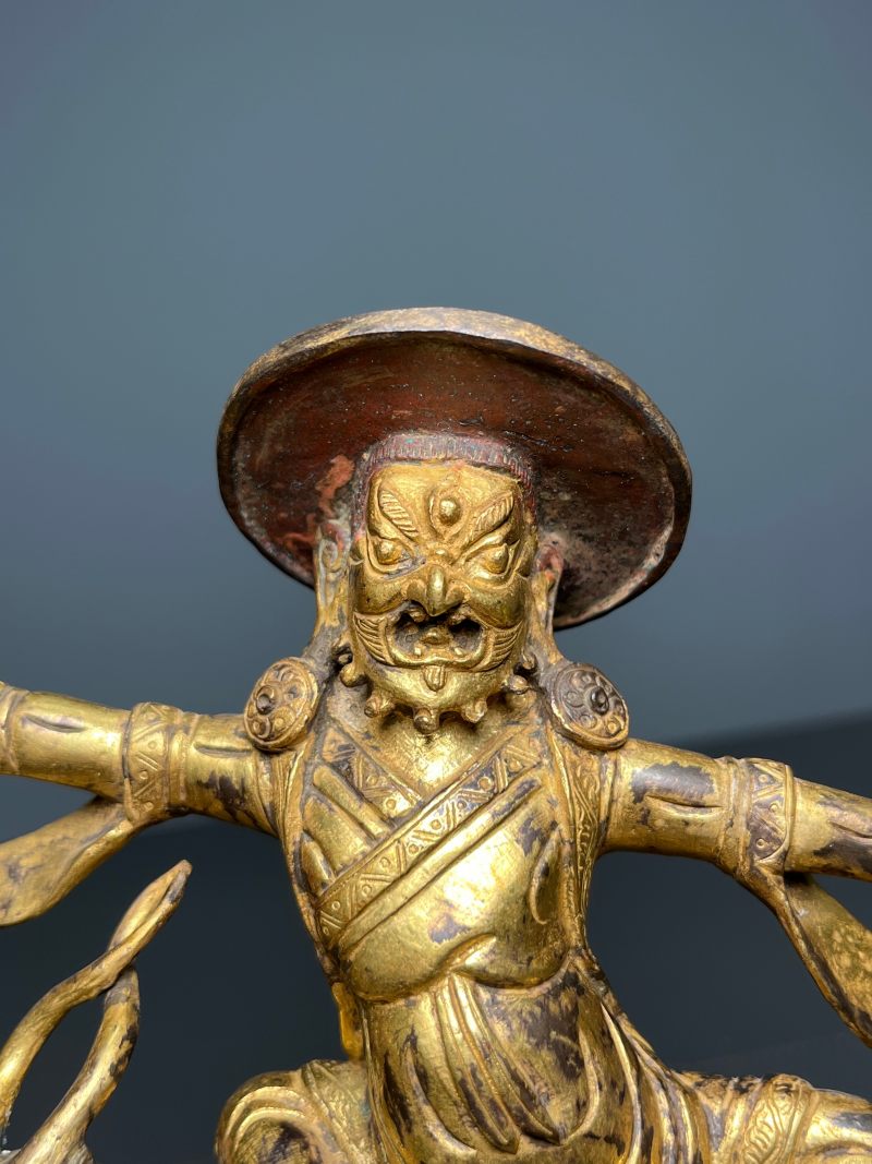 清早期  铜鎏金吉祥天母像 - 图4