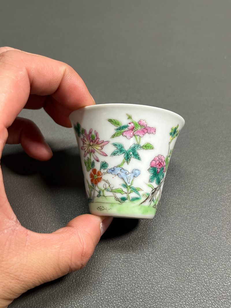 清道光  粉彩花卉纹杯（一对） - 图14