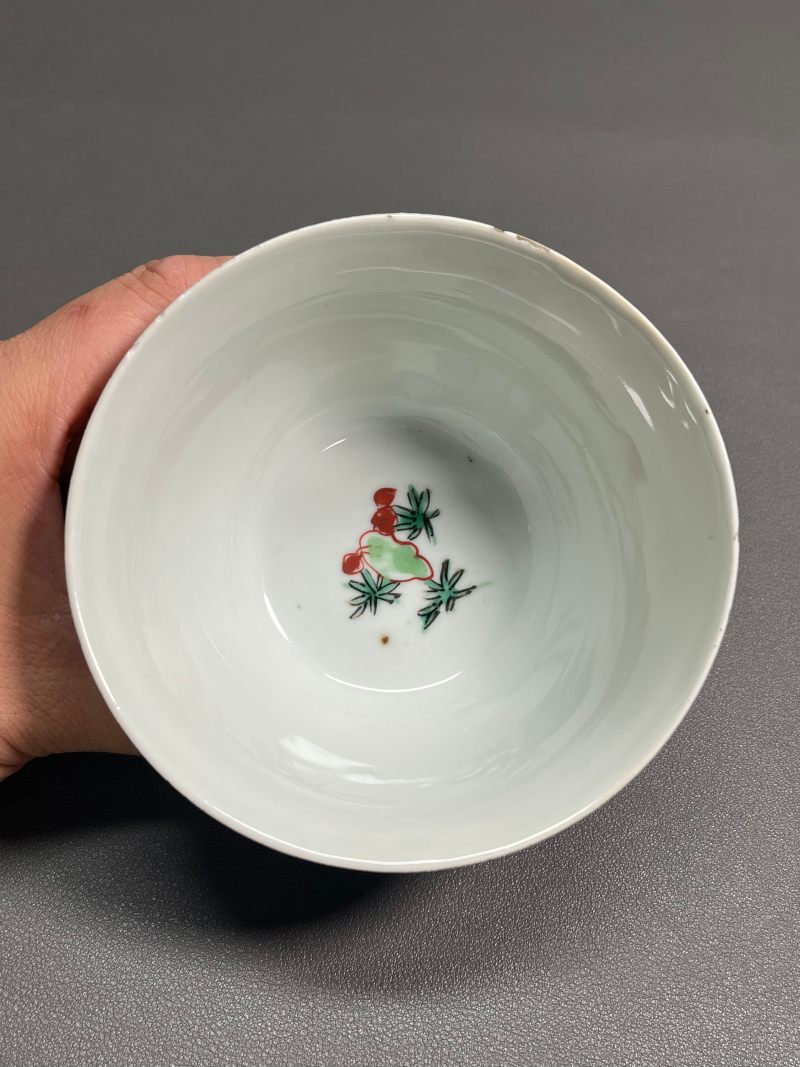 明天启—崇祯  青花五彩兰花杯（一组 4 只） - 图12