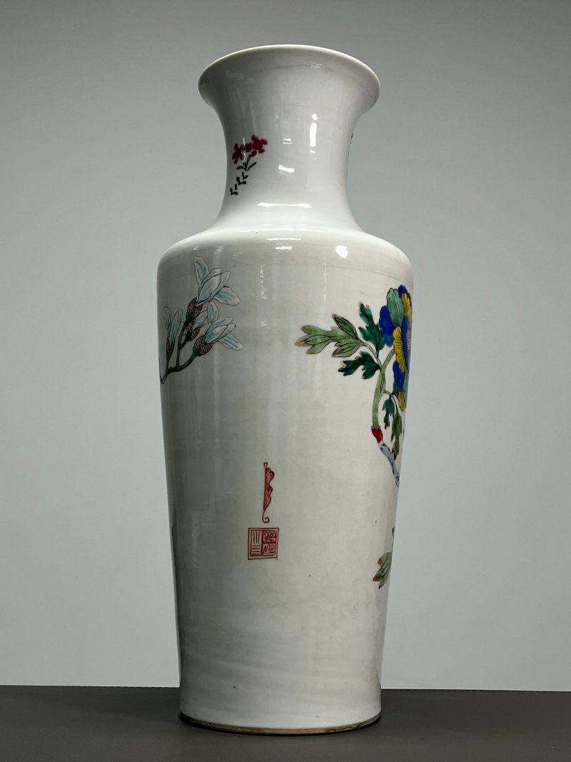 清雍正 粉彩花鸟图棒槌瓶 - 图6