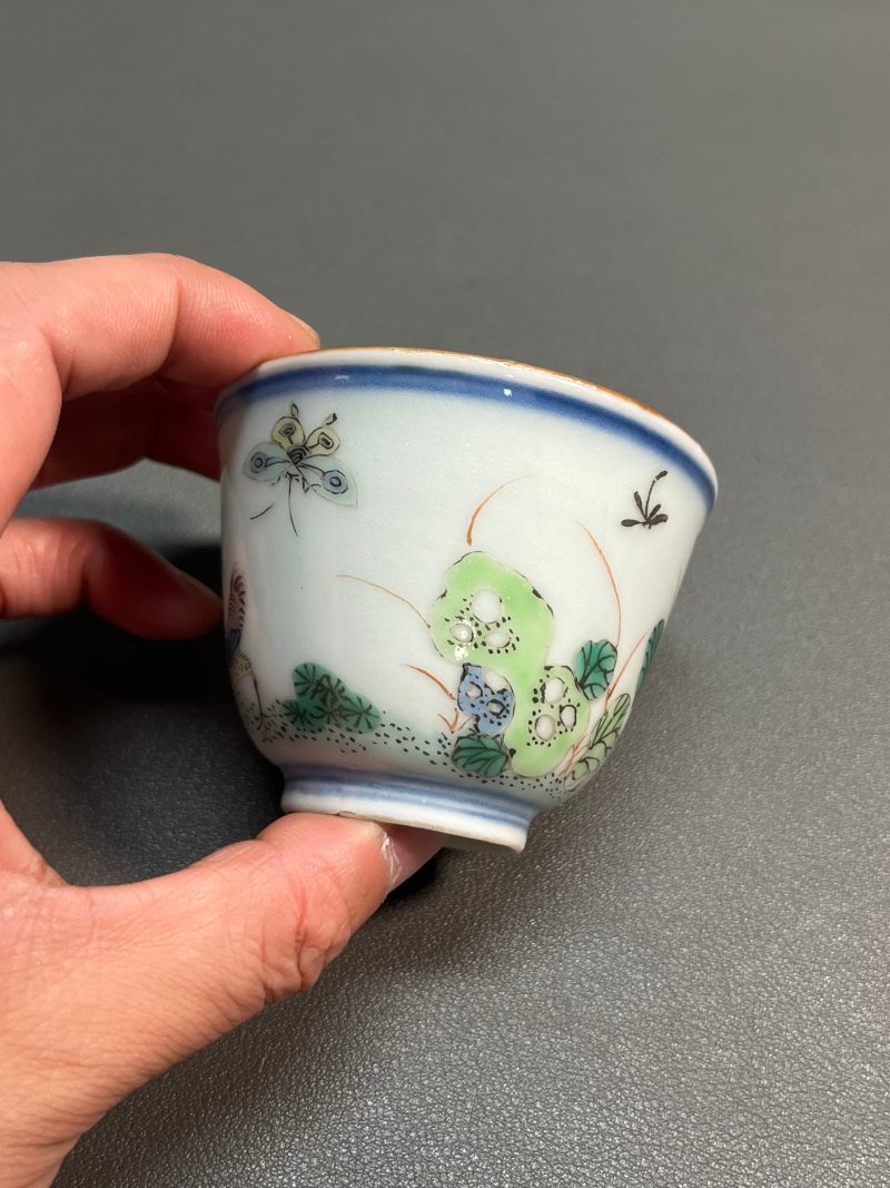 清康熙  五彩鸡趣图杯 - 图8