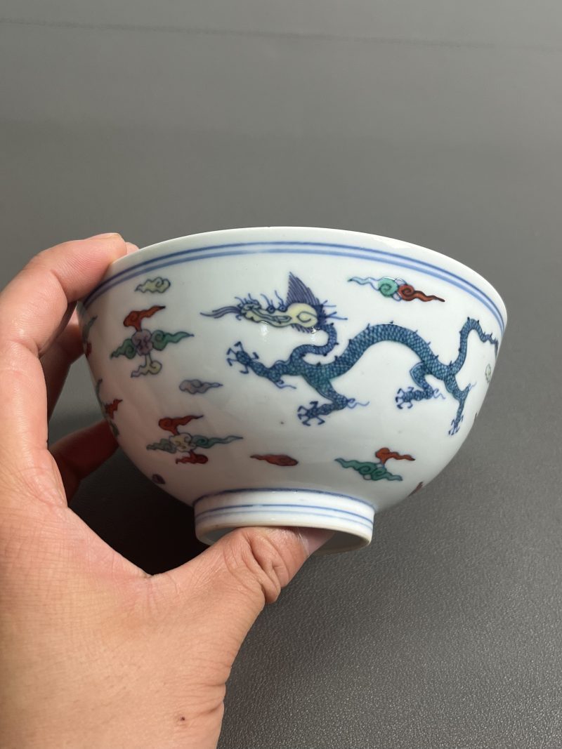 清雍正 斗彩龙纹茶圆 - 图6