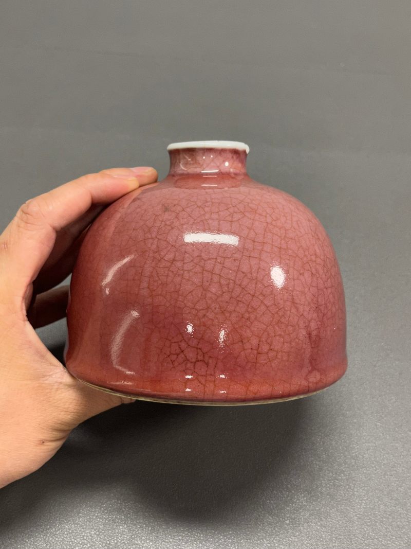 清早期  郎窑红釉太白尊（带木座） - 图7