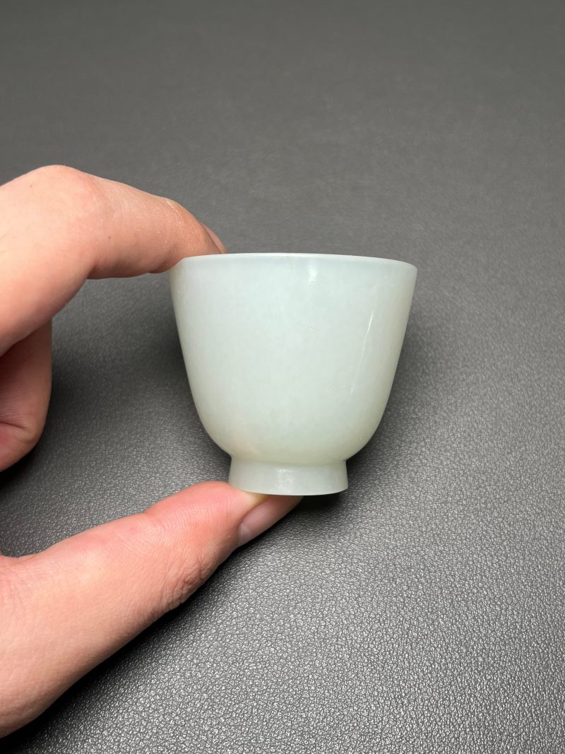 清中期  白玉杯（带木座） - 图4