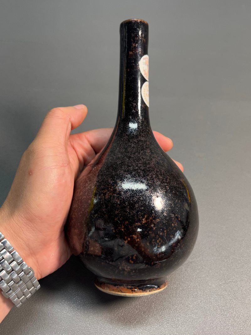 清雍正  仿铁锈釉锥把瓶 - 图4