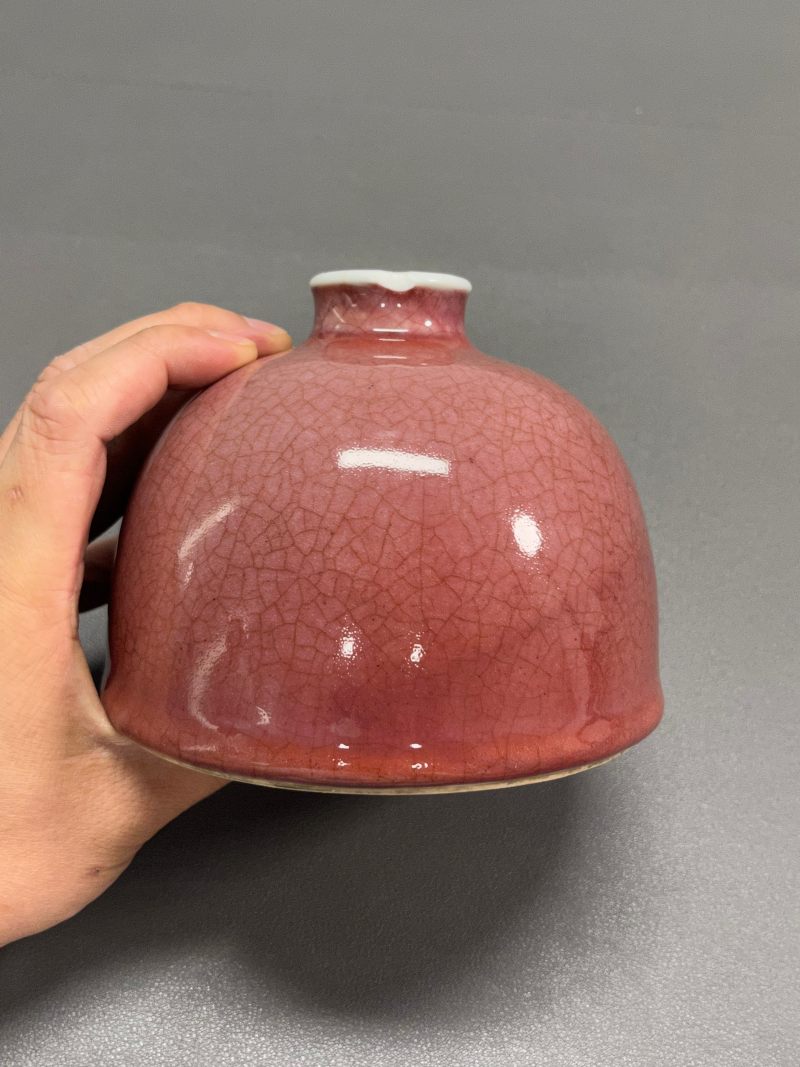 清早期  郎窑红釉太白尊（带木座） - 图8