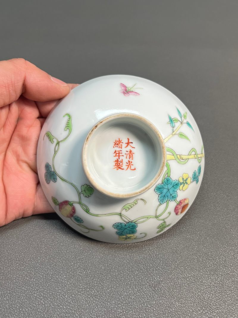 清光绪  粉彩癞瓜盖碗 - 图16