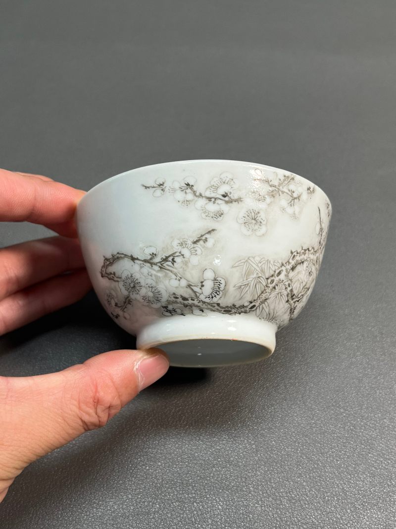 清雍正  墨彩梅花杯 - 图3